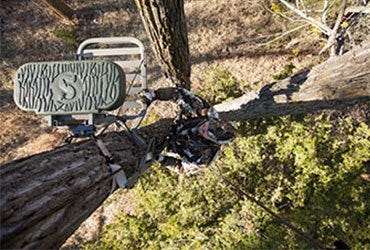 Man Climbing Tree to His Tree Stand 