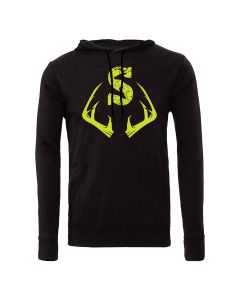 Limited Edition Summit® Hoodie Sweatshirt - black with bright Summit green graphic of the Summit Treestands "S" logo and antlers